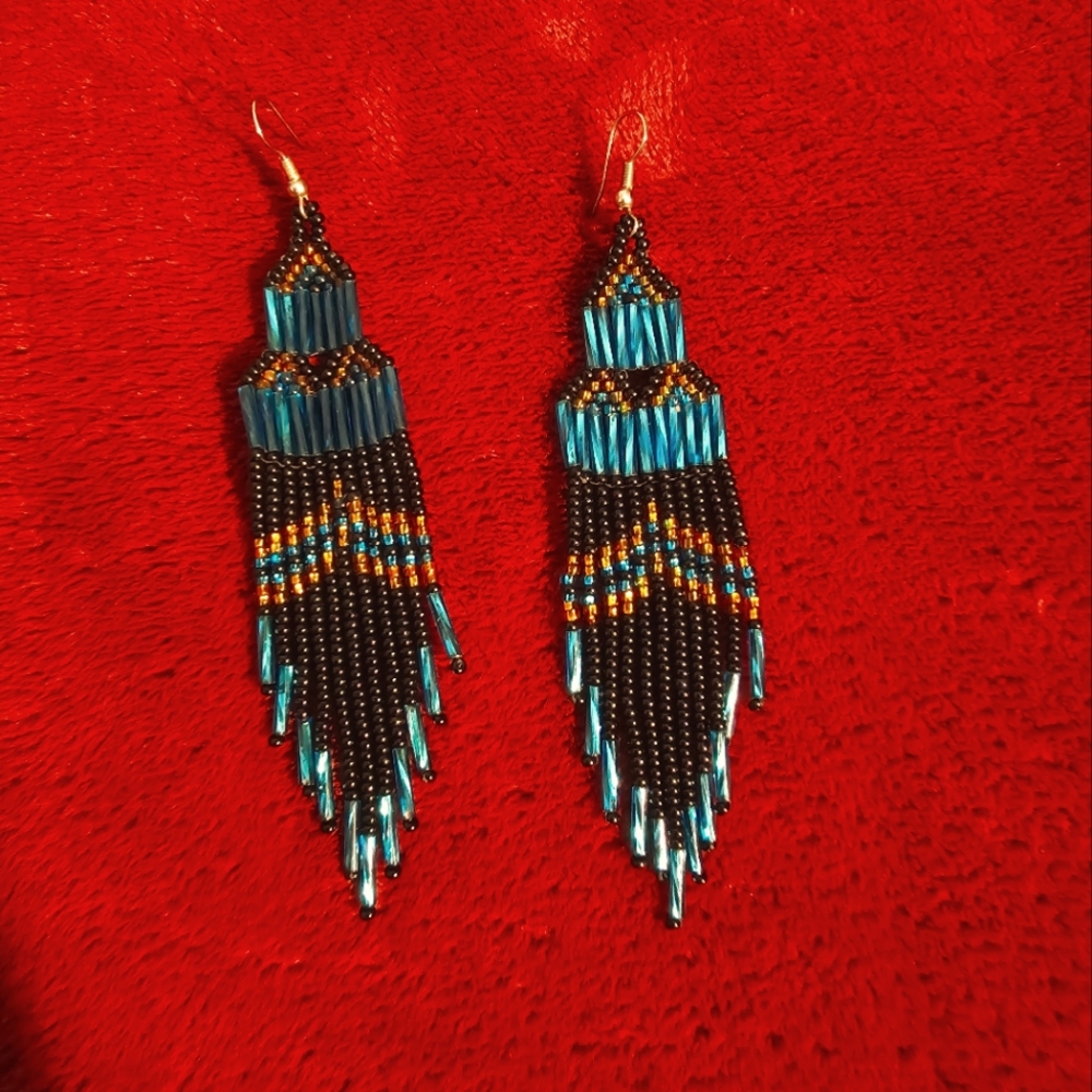 Beaded Waterfall 4" Chandelier Earrings
